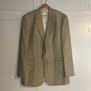 Oscar de la Renta Beige Ultrasilk Blend 2 Button Summer Suit Jacket Size 44L